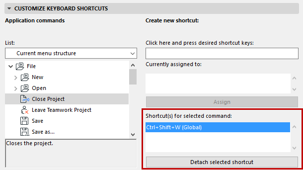archicad mac shortcuts